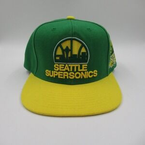 Seattle Supersonics Hat Mitchell & Ness Snapback Green Yellow 40th Anniv